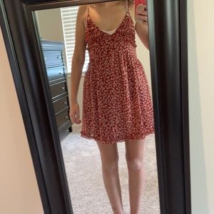 Red and white Floral summer dress